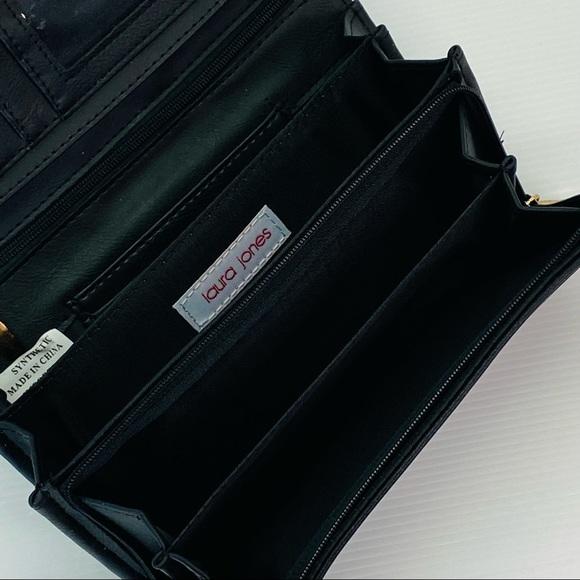 LAURA JONES Black Silver Butterfly Large Purse - Picture 5 of 7